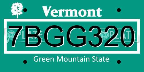 7BGG320 Vermont License Plate