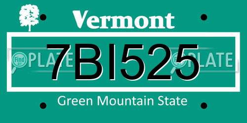 7BI525 Vermont License Plate