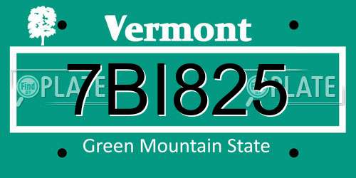 7BI825 Vermont License Plate