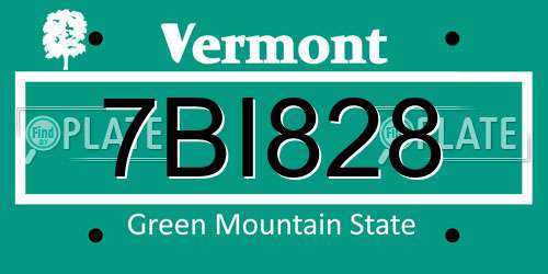 7BI828 Vermont License Plate