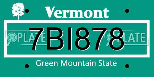 7BI878 Vermont License Plate