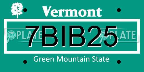 7BIB25 Vermont License Plate