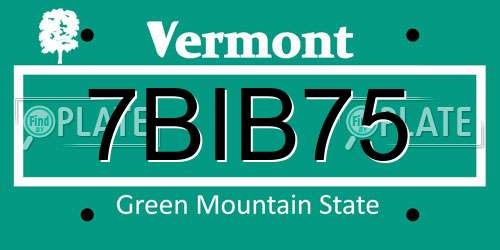 7BIB75 Vermont License Plate