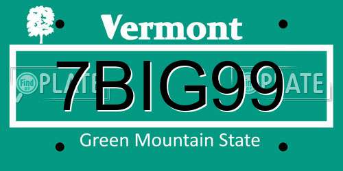7BIG99 Vermont License Plate