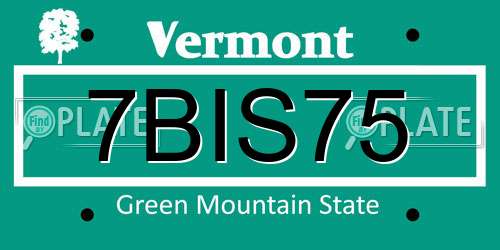 7BIS75 Vermont License Plate
