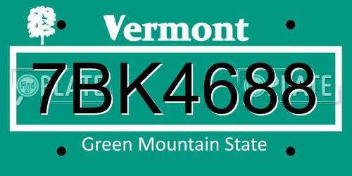 7BK4688 Vermont License Plate