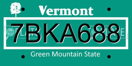 7BKA688 Vermont License Plate