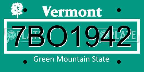 7BO1942 Vermont License Plate