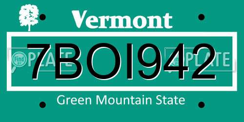7BOI942 Vermont License Plate