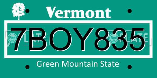 7BOY835 Vermont License Plate