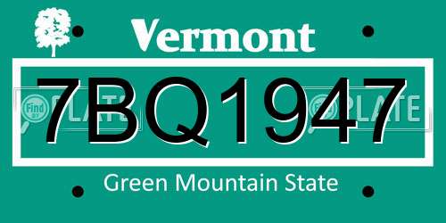 7BQ1947 Vermont License Plate