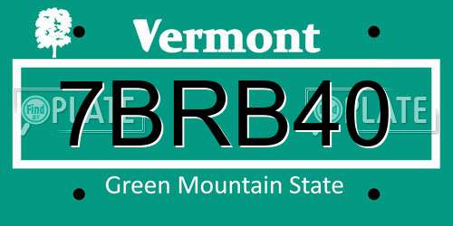 7BRB40 Vermont License Plate