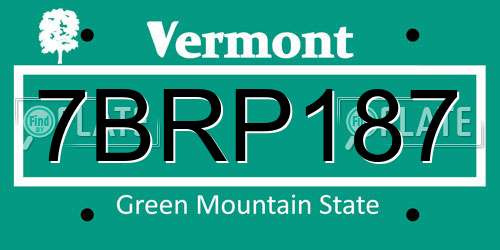 7BRP187 Vermont License Plate