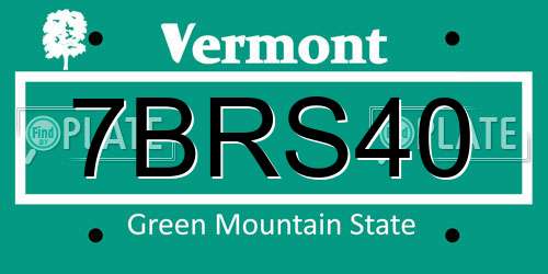 7BRS40 Vermont License Plate