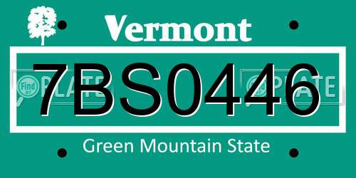 7BS0446 Vermont License Plate