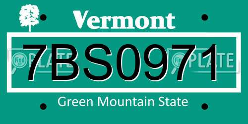 7BS0971 Vermont License Plate