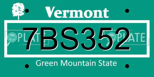 7BS352 Vermont License Plate