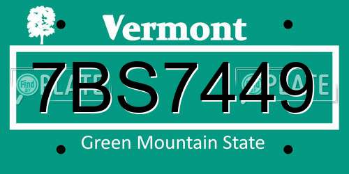 7BS7449 Vermont License Plate