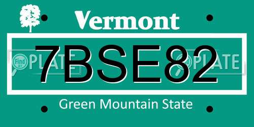 7BSE82 Vermont License Plate