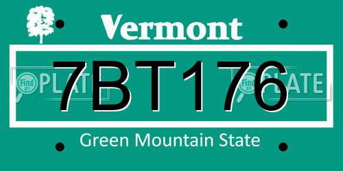 7BT176 Vermont License Plate