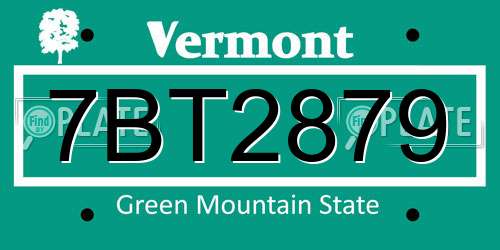 7BT2879 Vermont License Plate