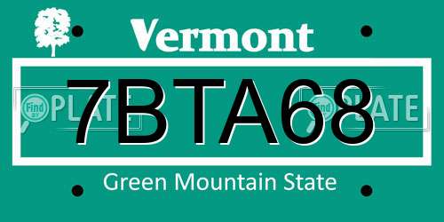 7BTA68 Vermont License Plate