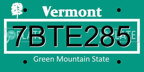 7BTE285 Vermont License Plate