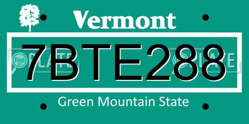 7BTE288 Vermont License Plate