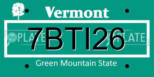 7BTI26 Vermont License Plate