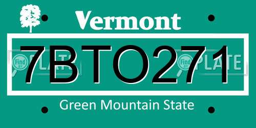 7BTO271 Vermont License Plate