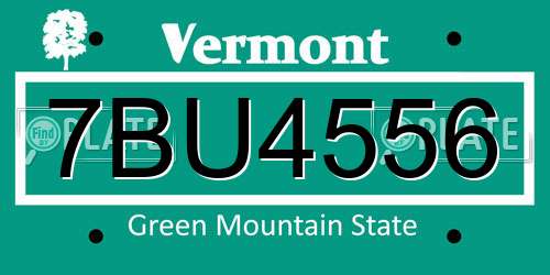 7BU4556 Vermont License Plate