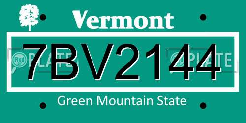 7BV2144 Vermont License Plate