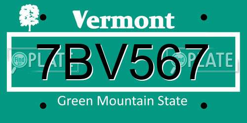 7BV567 Vermont License Plate