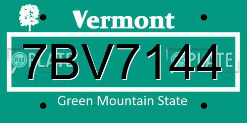 7BV7144 Vermont License Plate