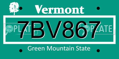 7BV867 Vermont License Plate