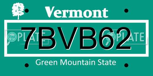 7BVB62 Vermont License Plate