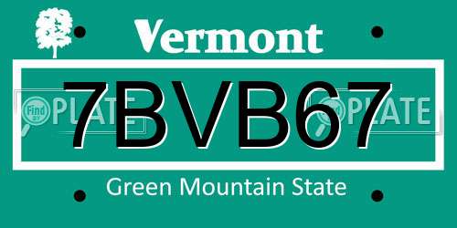 7BVB67 Vermont License Plate