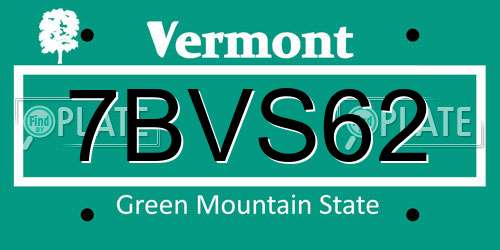 7BVS62 Vermont License Plate