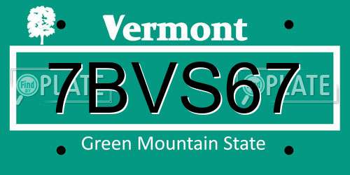 7BVS67 Vermont License Plate