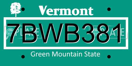 7BWB381 Vermont License Plate