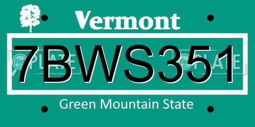 7BWS351 Vermont License Plate
