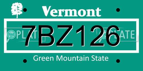 7BZ126 Vermont License Plate