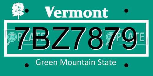 7BZ7879 Vermont License Plate