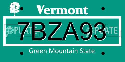 7BZA93 Vermont License Plate