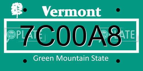 7C00A8 Vermont License Plate