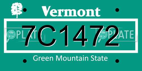 7C1472 Vermont License Plate