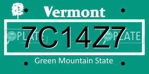 7C14Z7 Vermont License Plate