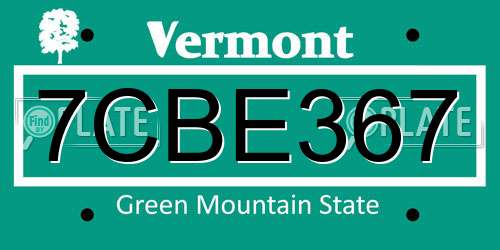 7CBE367 Vermont License Plate