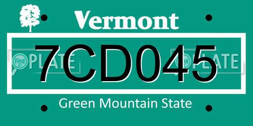 7CD045 Vermont License Plate
