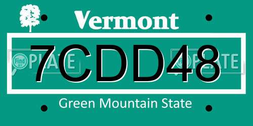 7CDD48 Vermont License Plate